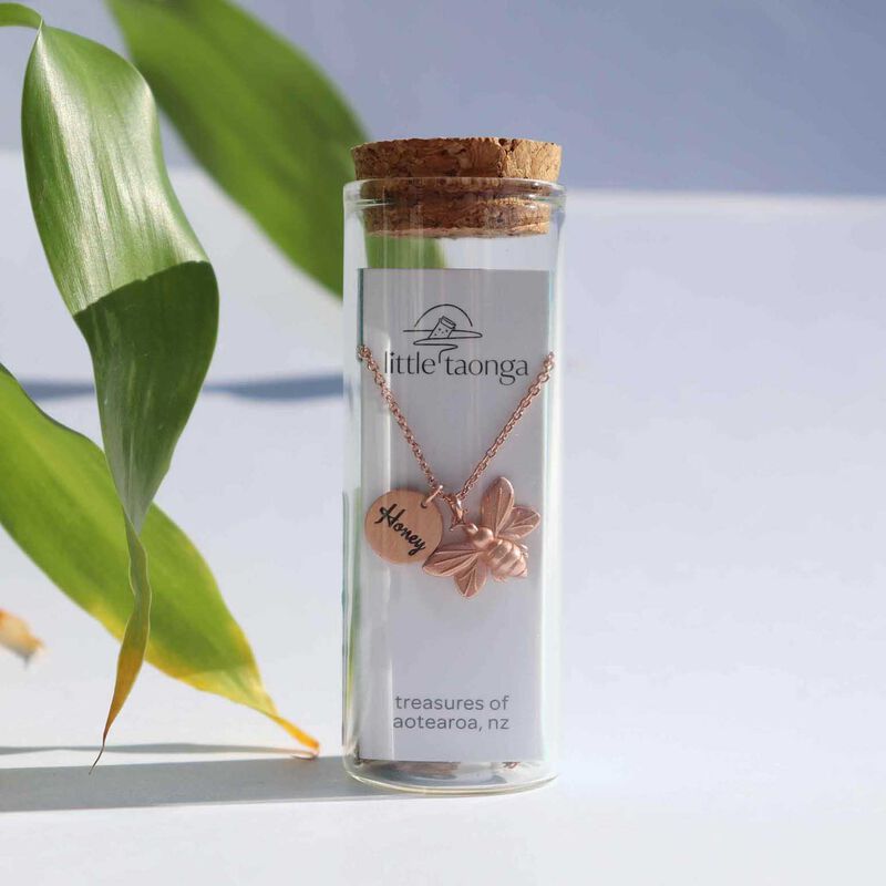 Little Taonga Honey Bee Necklace Rose Gold image number 1